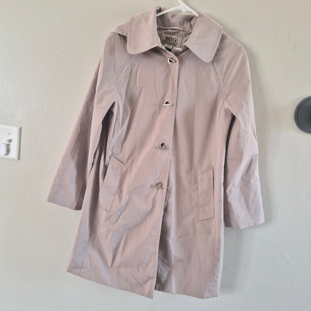 London Fog Trench Coat Womens Small Beige Hooded Turnlock Rain Heritage Fall